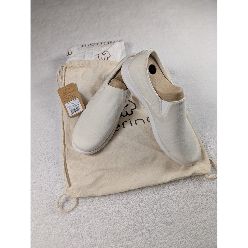 Merinos Womens Slip On White Australian Merino Wool Sneakers 1W11WH-W Size 11W
